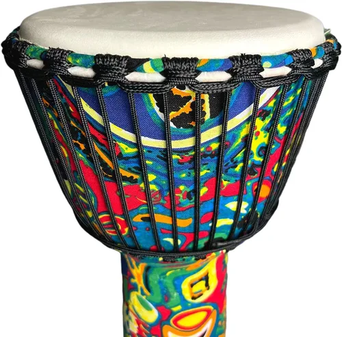 Vista 6 de Tambor Djembe Instrumentos Musicales de 10 pulgadas Tambores de mano, tambores africanos para adultos, regalos para músicos (limón)