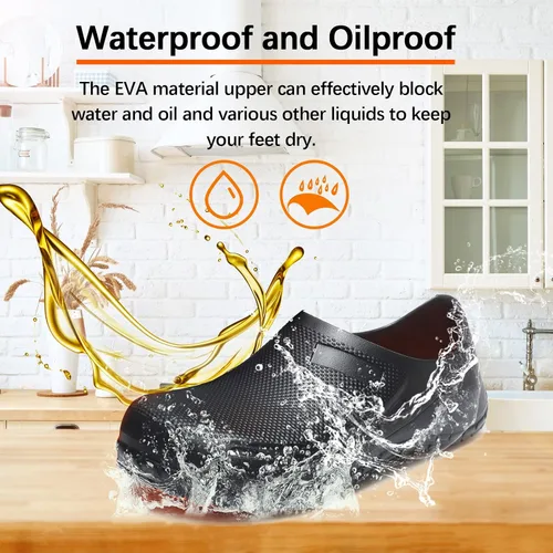 Vista 2 de Zapatos de chef para hombre, zapatos para cocina, zapatos de trabajo antideslizantes para mujer, zuecos cómodos para enfermera, zapatos de cocodrilo