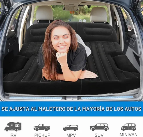 Vista 6 de Colchón de aire SUV grueso de doble cara flocado colchón de coche con bomba Negro