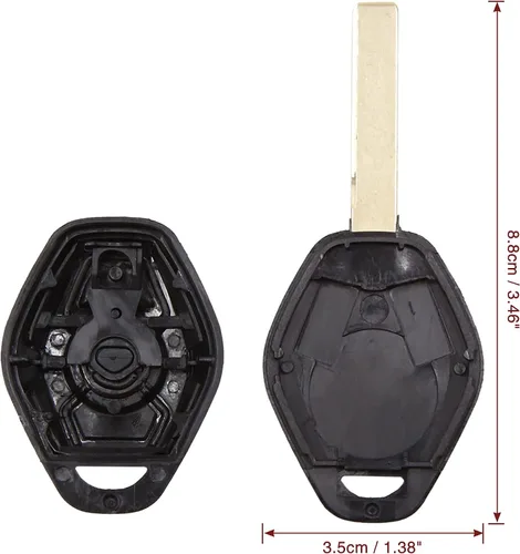 Vista 6 de X AUTOHAUX 2 unids 3 botones sin cortar insertar llavero caso control remoto carcasa carcasa reemplazo para BMW 1 3 5 6 7 Series E38 E39 E46 E60 E61