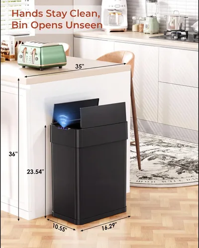 Vista 7 de TLSUNNY Bote de basura automático de 13.2 galones, cubo de basura con sensor de movimiento