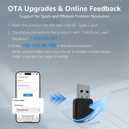 Vista 9 de Ayake Adaptador inalámbrico Android Auto, Edición Mini más pequeña, Convierte Android Auto con cable a inalámbrico, Adaptador Plug & Play, Diseño