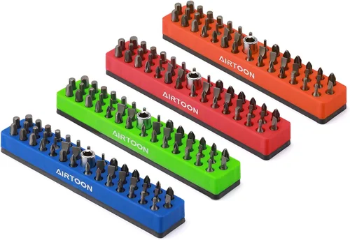 Vista 12 de 2 soportes magnéticos para puntas hexagonales de 1/4 de pulgada, almacenamiento de brocas de 43 agujeros con base magnética fuerte, organizador