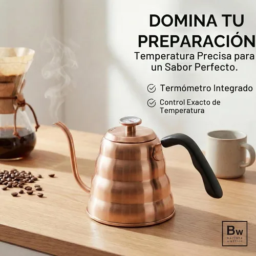 Vista 2 de Barista Warrior - Hervidor de cuello de cisne, 1,2 L, cobre