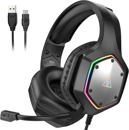 Vista 12 de EKSA E1000WT Wireless Gaming Headset,2.4GHz USB Gaming Headphones with Microphone for PC, PS5, PS4, Nintendo Switch, 7.1 Surround Sound Headset, RGB