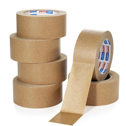 Vista 8 de ADHES Cinta de Embalaje de Papel Resistente Cinta de Papel Kraft, Ecológica y Biodegradable, Cinta de Embalaje Marrón Escribible y Sin Recubrimiento