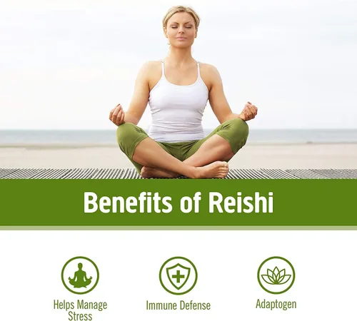 Vista 3 de Om Mushroom Superfood Reishi - Suplemento superalimenticio de cápsulas de hongos, 90 unidades, 30 días, adapttógeno, apoyo al estrés y al sistema