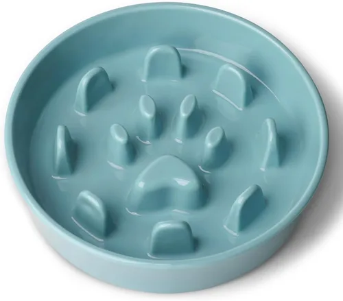 Vista 9 de Cerámica 1.5 taza para razas pequeñas y medianas tazón de perro de alimentación lenta (negro)