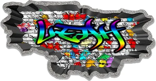 Vista 19 de Calcomanía de pared de graffiti con borde de hormigón profundo, calcomanía de vinilo personalizada (MYS107-S)