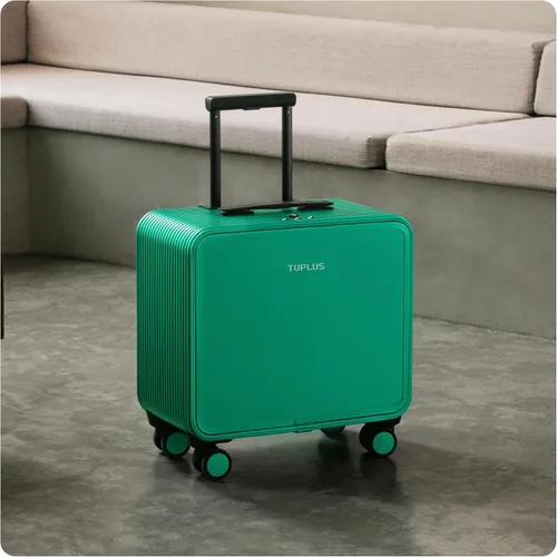 Vista 7 de TUPLUS QUICK Maleta rígida de aluminio con ruedas dobles giratorias, equipaje de mano de 16 pulgadas, silencioso, maleta con bloqueo TSA, Verde