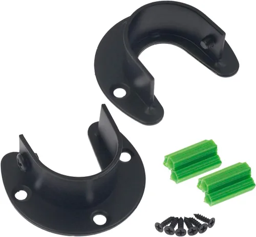 Vista 2 de 2 piezas de enchufe de varilla de acero inoxidable resistente, soporte para armario, soporte de barra de brida, soportes de extremo de barra
