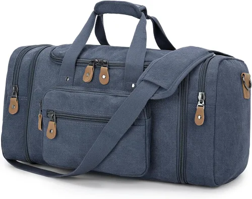 Vista 10 de Gonex Canvas Duffle Bag, Expandable 50L Travel Overnight Weekender Bag Verde militar