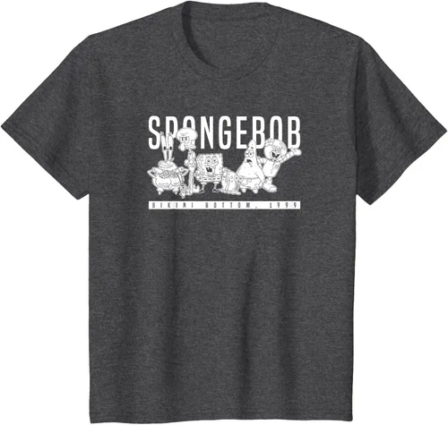 Vista 33 de Bob Esponja Vintage Group Simple Logo Camiseta, Negro