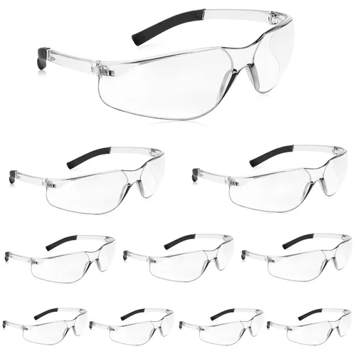 Vista 23 de Salfboy Gafas de seguridad transparentes a granel de 10 ANSI Z87.1, gafas protectoras resistentes a arañazos para trabajo, laboratorio, construcción