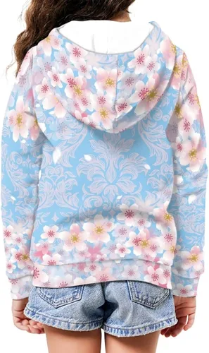 Vista 6 de Sudadera con capucha y cremallera para niños y niñas, suéter casual de cuello redondo suave con capucha