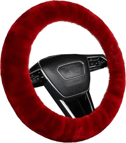 Vista 22 de Funda de volante de piel de oveja suave y esponjosa, para vehículo universal, mujeres y hombres, 14,5-15,5 pulgadas, accesorios peludos