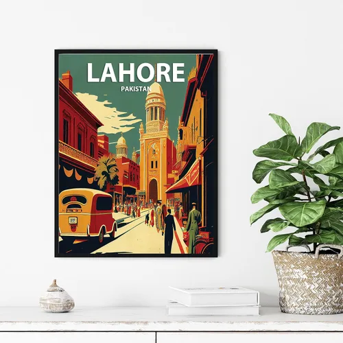 Vista 4 de Lahore - Póster impreso artístico, decoración de pintura de pared de Pakistán, arte de Oriente Medio, arte para decoración del hogar, obra de arte