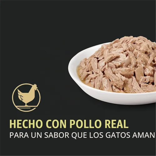 Vista 2 de Purina Pro Plan Complete Essentials Comida para Gatos Alta en Proteínas en Salsa, Comida Húmeda para Gatos Plato Principal de Pollo