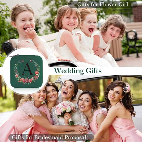 Vista 4 de Parima Regalo para niña adolescente, regalo de cumpleaños para niña, joyero de viaje inicial para niñas, joyero de viaje pequeño verde para niña