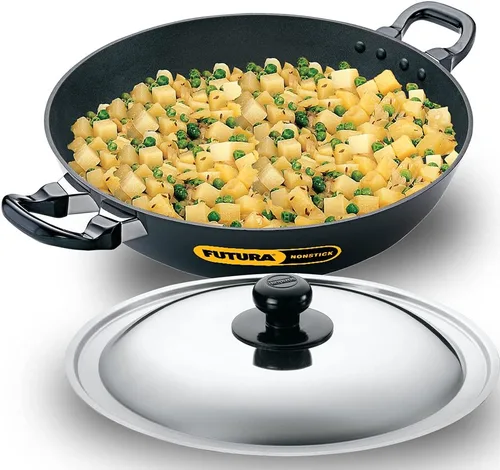 Vista 10 de Hawkins Futura Kadhai antiadherente 2,5 L, 10.2 in, 0.128 in con tapa SS (negro)