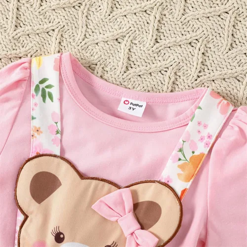 Vista 3 de PATPAT Vestidos de niña pequeña y bebé sin mangas de dinosaurio y volantes Bowknot vestidos para niños, 18-24 meses a 5-6 años
