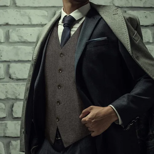 Vista 6 de FAIMO Suit Vest for Men Tuxedo, Wool Tweed Vest for Mens Waistcoat, Formal Mens Dress Vest for Wedding Business Party