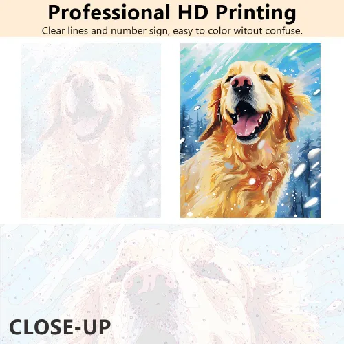 Vista 5 de TUMOVO Pintura por números para adultos, Golden Retriever, pintura por números, pintura acrílica DIY para adultos y niños, pintura por números niños