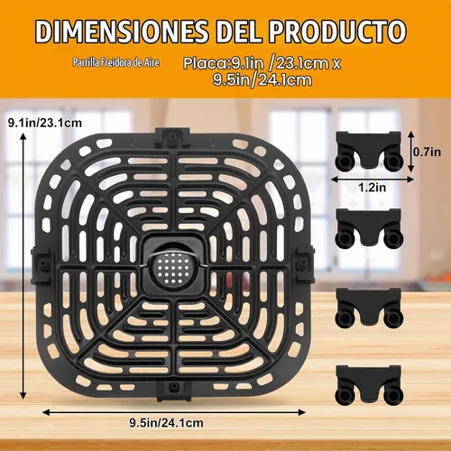 Vista 2 de GCQ Bandeja de repuesto para freidora de aire para Instant Pot Vortex 6 en 1, 6 cuartos de galón, 5.7 cuartos de galón, Gourmia 6 cuartos de galón