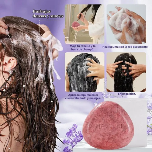 Vista 7 de Barra de champú Rose – Fortalece, nutre y da volumen al cabello – Fórmula a base de plantas con aceite de coco, aceite de aguacate y extractos