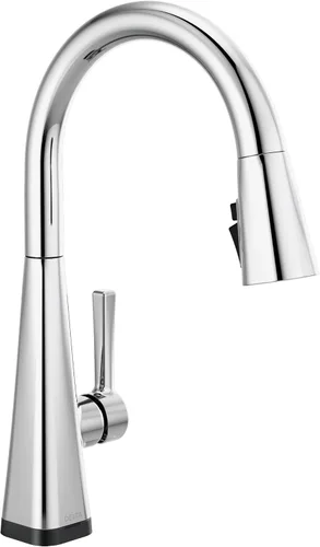 Vista 14 de Delta Lenta - Grifo de cocina dorado cepillado con rociador extraíble, moderno grifo de fregadero de cocina de un solo agujero, mango único, oro Oro