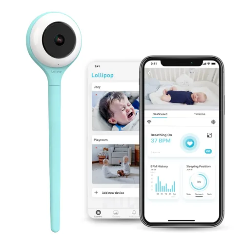 Vista 7 de Lollipop Monitor de bebé (algodón de azúcar) - Cámara inteligente Wi-Fi completa de detección real de llanto con plan adicional en la aplicación