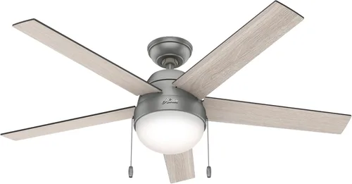 Vista 11 de Hunter Anslee, Ventilador de techo, para interiores, con luz LED, 52 pulgadas, blanco fresco Montaje estándar, cadena de tracción, 5 cuchillas