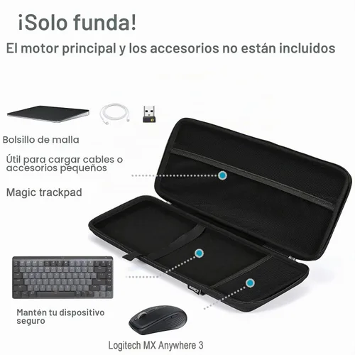 Vista 2 de RAIACE Estuche de almacenamiento rígido compatible con Logitech MX Keys Mini teclado mecánico inalámbrico de rendimiento iluminado. (solo funda)