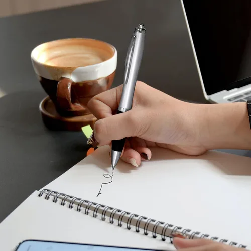 Vista 7 de DISCOUNT PROMOS - Bolígrafos personalizados con agarre de goma y tinta negra, paquete de 10 unidades, diseño ergonómico, ideal para oficina