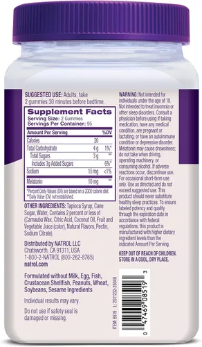 Vista 12 de Natrol Gomitas de melatonina, apoyo para dormir, 190 gomitas de melatonina para adultos con sabor a fresa, 10 mg de ayuda para dormir para adultos