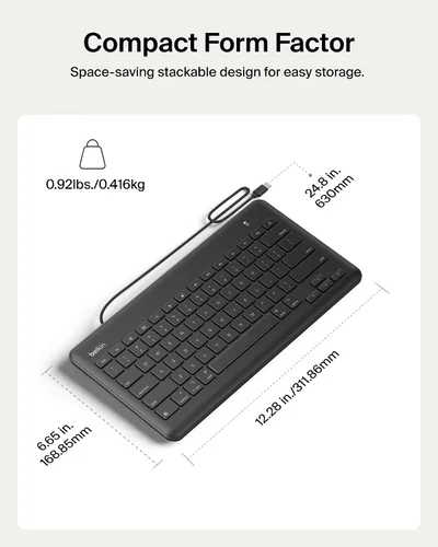 Vista 6 de Belkin Teclado con cable para Apple iPad con cable Lightning, funciona con Apple iPad, iPad Pro, iPad Mini, modelos iPad Air con puerto Lightning