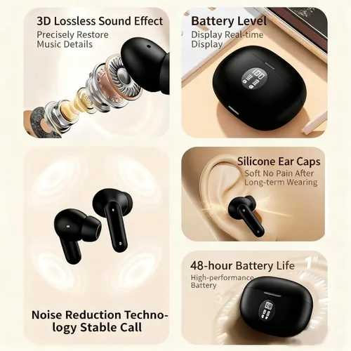 Vista 5 de Auriculares inalámbricos Bluetooth 5.3 BSWLMDD - Estéreo de alta fidelidad