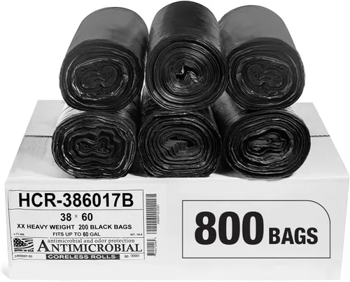 Vista 59 de Aluf Plastics Bolsas de basura de alta densidad, 10 galones, 4000 unidades, 6 micras (eq), 24 x 24 pulgadas, negras, para baño, oficina, industrial