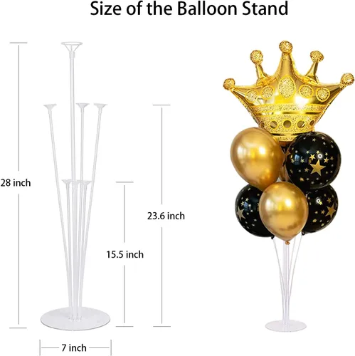 Vista 2 de 4 juegos de kit de soporte para globos de mesa, 1 rollo de pegamento y 5 clips de flores para decoraciones de cumpleaños, celebración y fiesta