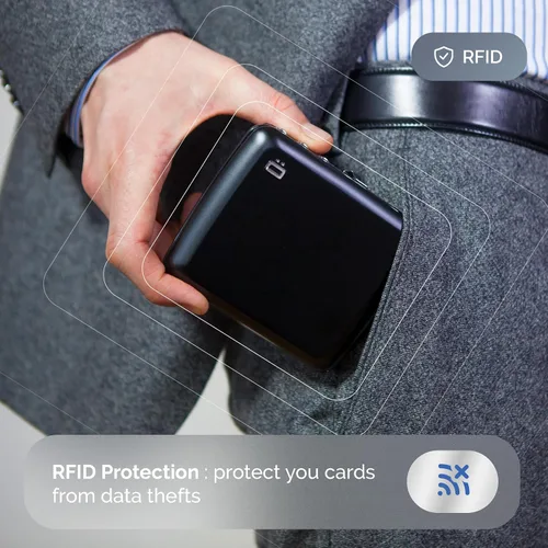 Vista 6 de ÖGON -DESIGNS- The First Pocket Size Vault - Cartera de código de aluminio para tarjetas y billetes, con cerradura con un código de 3 dígitos