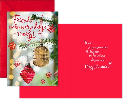Vista 2 de Hallmark Tarjetas de Navidad, los amigos hacen que cada día sea feliz (6 tarjetas navideñas con sobres)