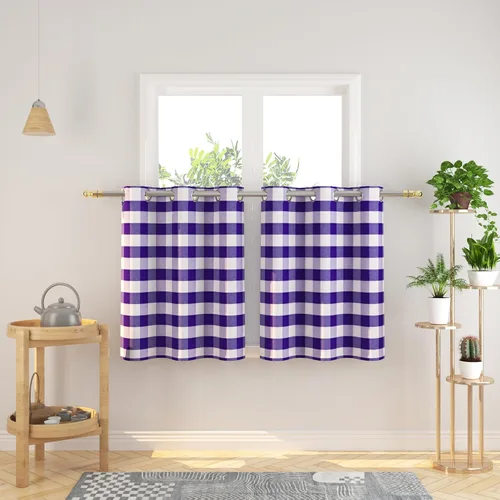 Vista 78 de Cortinas de 24 pulgadas de largo con diseño Buffalo Check Gingham Plaid para ventanas de cocina y baño, tratamiento para ventanas con 2 paneles