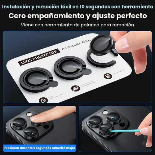 Vista 6 de WSKEN Protector de lente de cámara para iPhone 16 Pro/iPhone 16 Pro Max - [Modelo de disparo original] Protector de pantalla de cámara de vidrio