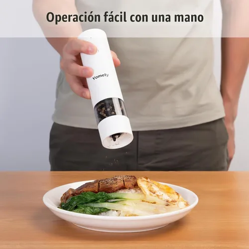 Vista 2 de Juego de molinillo eléctrico de sal y pimienta - Saleros y pimienteros recargables con grosor ajustable, juego de molinillo de sal y pimienta