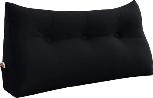 Vista 8 de WOWMAX Almohada para cabecero de terciopelo 100% algodón, tamaño individual, soporte de espalda de cuña para lectura para cama y sofá cama, cojín