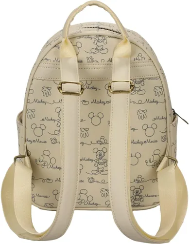 Vista 5 de Disney Mickey Mouse Line Art - Mochila blanca y dorada para mujer, Blanco