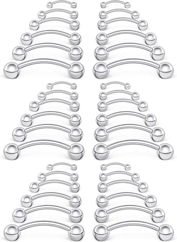 Vista 8 de SCERRING 18 – 36 piezas de 16 g de acero inoxidable para cejas, tragus, hélice, rook, daith, pendientes de lengua, pezón, ombligo, labio, barra