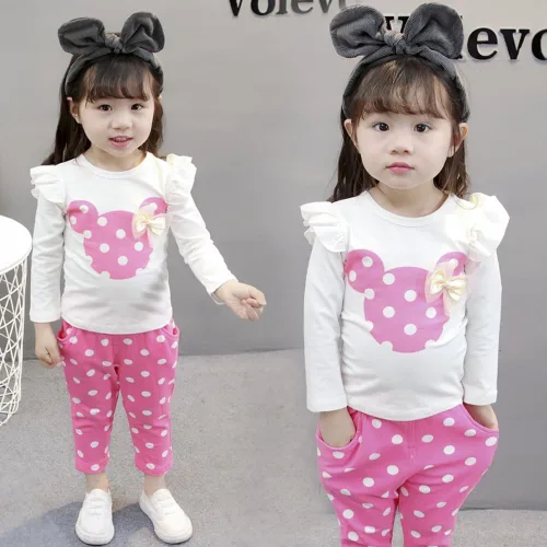 Vista 2 de WHBFRG Baby Girl Clothes, 3 Pieces Long Sleeved Cute Toddler Infant Outfits Kids Tops and Pants Set