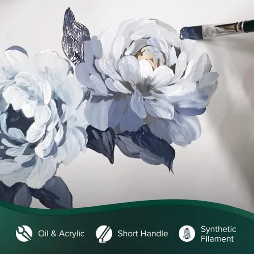 Vista 3 de Silver Brush Limited 2502S2 - Cepillo brillante satinado rubí para acrílicos fluidos y fluidos, tamaño 2, mango corto