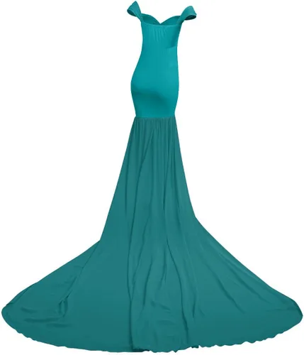 Vista 4 de Vestido de maternidad para mujer para fotografía, sirena con hombros descubiertos, ajustado, vestido de gasa, holgado, para baby shower, maxi